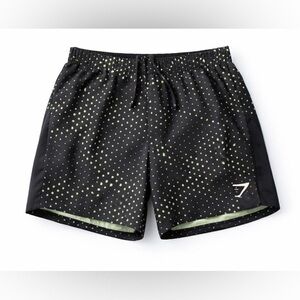 Gymshark Women’s Running Shorts Medium Black Green Pattern Athletic